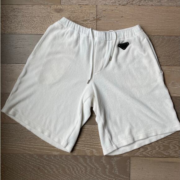 Prada Terry Cloth Shorts Mens Medium Triangle Plaque - Picture 1 of 6